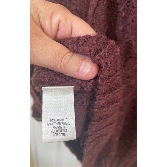 Apt 9 women's sweater size L oversize burgundy red sparkly threads throughout - Picture 7 of 8